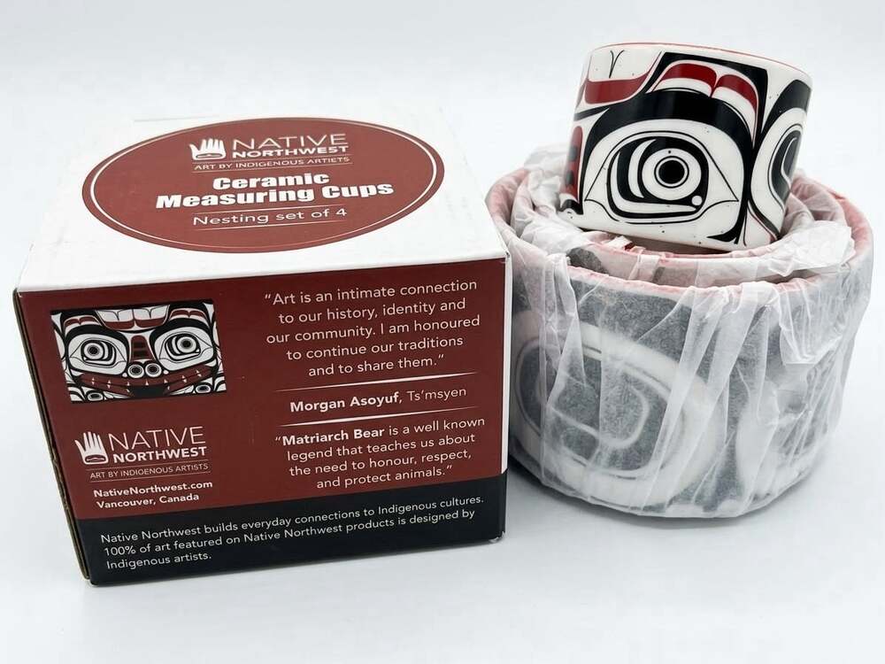 Native Northwest Matriarch Bear 4pc Ceramic Measuring Cup